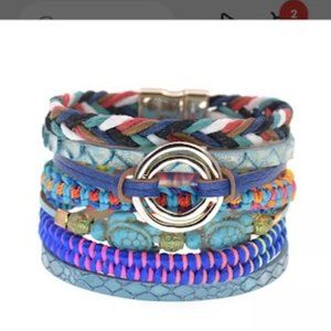 Beautiful multi-strand women's rope and leather bracelets. Secure Magnetic clasp